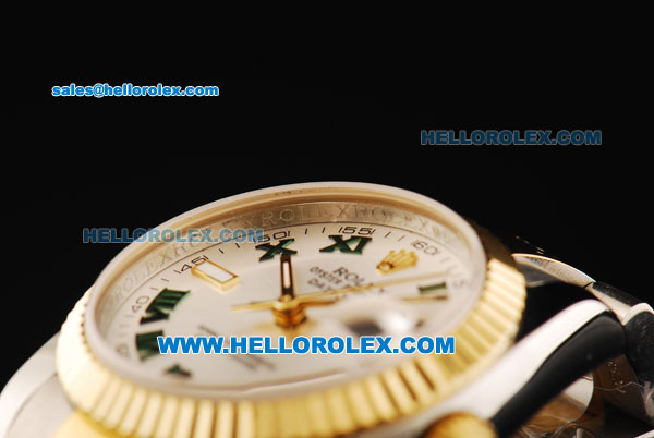 Rolex Datejust Automatic Movement Steel Case with White Dial and Gold Bezel-Two Tone Strap - Click Image to Close